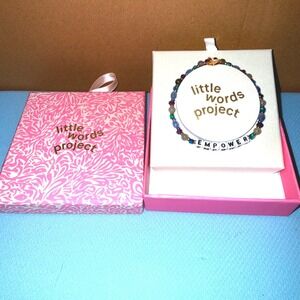Little Words Project "EMPOWER" Bracelet Beaded Crystal Gold-tone